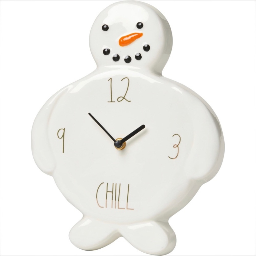 NWT! SNOWMAN CHILL CLOCK BY RAE DUNN.